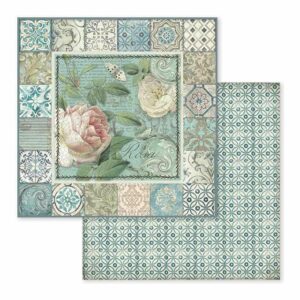 Stamperia Azulejo frame with rose