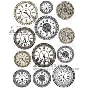 ABstudio Decoupage rice paper brocante clocks