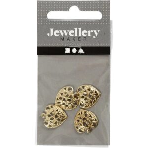 Hjerte, str 13x14 mm, hullstr 1mm-4stk