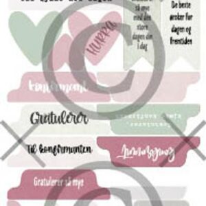 Papirdesign Klistremerke - Konfirmant Tag, rosa