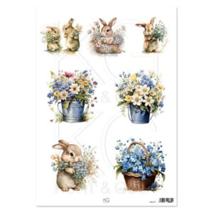 Motivark Blomster kanin 8390 A4