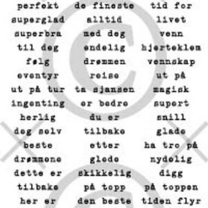 Papirdesign klistremerke Små ord 1, Hvit