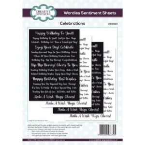 Creative Expressions Wordies Sentiment Sheets –Celebrations Pk 4