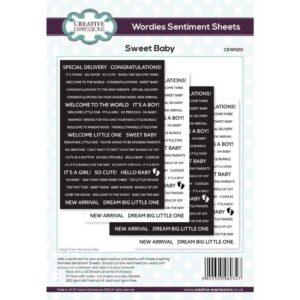 Creative Expressions Wordies Sentiment Sheets –Sweet Baby Pk 4