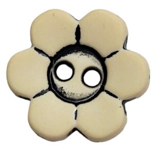 Knapp, 2 hulls 14mm Blomst, gul