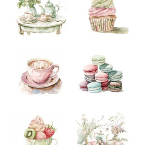 Reprint Girly Fika - A4 klippeark