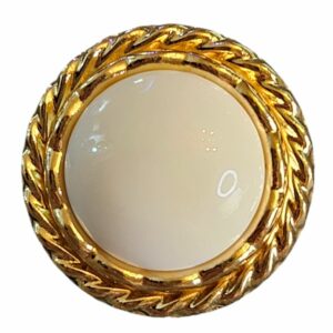 Gullknapp, ring, 20mm hvit - 24 K Gullforgylt
