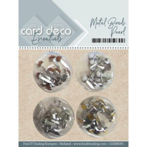 Card Deco Essentials - Metal brads pearl, Kobber, hvit, sølv, gull