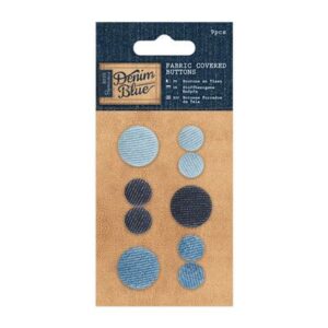 Fabric Covered Buttons (9 stk) - Denim Blue