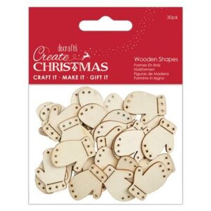 Create Christmas Wooden Shapes (30stk) - Mini Vanter Natural