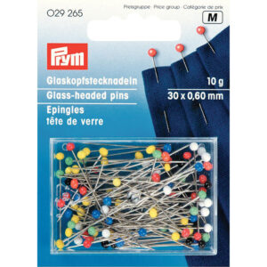 Prym Knappenåler Glasshode No.9 30mm 10g – Ass. farger
