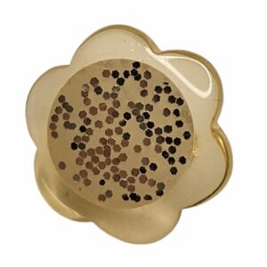 Knapp m/øye 13mm Blomst Sølv/ecru