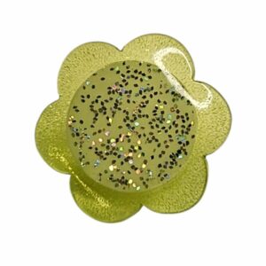 Knapp m/øye 13mm Blomst Sølv/lys grønn