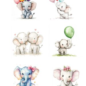 Reprint - Cute Elephants A4 klippeark