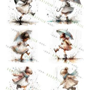Rispapir A4 Mennesker 1007 Jenter i regn
