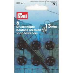 Trykknapper Sort 13mm 6stk