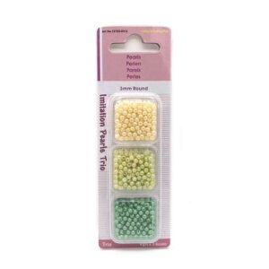 Perlesett trio – 3mm 3x4g – Krem / lys grønn /grønn