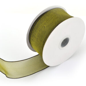 Organzabånd m/wire 40mm mosegrønn 10m