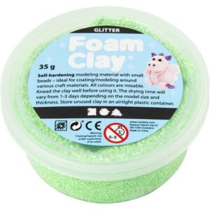 Foam Clay med glitter, grønn, 35 g