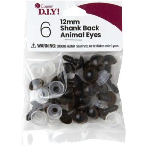 Sikkerhetsøyne 12mm brun - 6stk