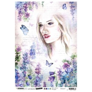 Studio Light rispapir A4 Woman & Butterflies