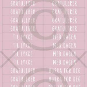 Papirdesign klistremerke Gratulerer 7, rosa