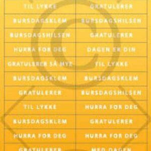 Papirdesign klistremerke Gratulerer 3, gul