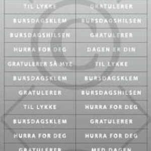 Papirdesign klistremerke Gratulerer 4, grå