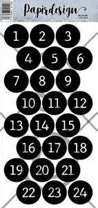 Papirdesign Runde Klistremerker 1-24 Sort